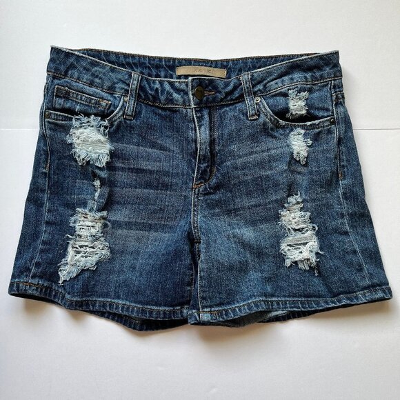 Joe's Jeans Denim Shorts Distressed Mid Rise Blue Indigo Western Rodeo Sz  29 - Picture 1 of 11